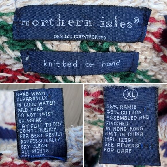 Vintage 90s y2k Biggie Cosby Zig Zag Multicolor Cotton Knit Pullover Sweater - Picture 3 of 5